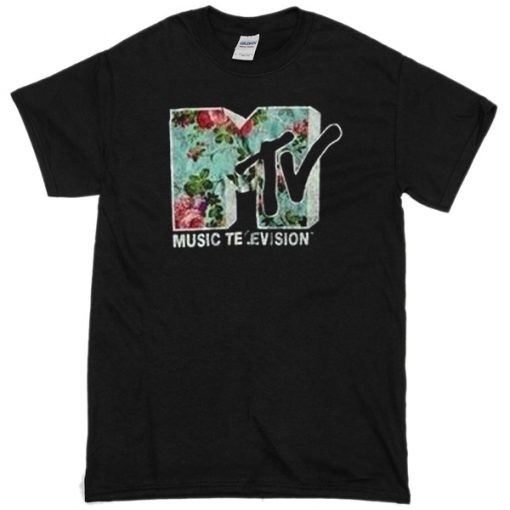 mtv flower black T-shirt