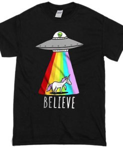unicorn flying saucer alien t-shirt