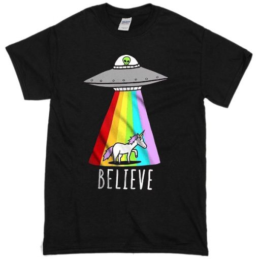 unicorn flying saucer alien t-shirt
