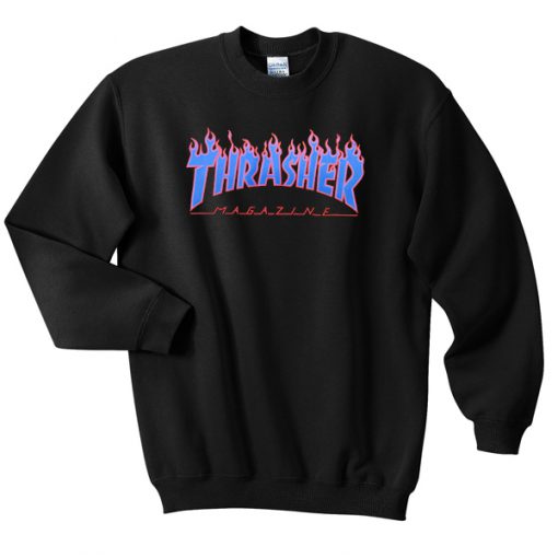 thrasher blue flames sweatshirt