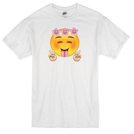 Emoji Peace n Flowers T-shirt