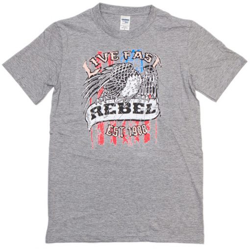Live Fast Rebel since 1988 Grey T-shirt