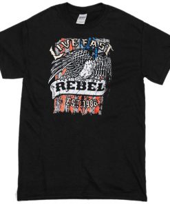 Live Fast Rebel since 1988 black T-shirt