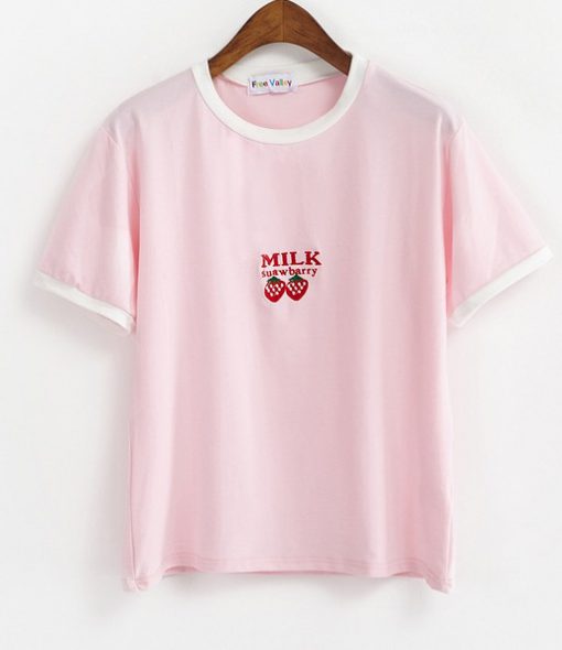 Milk Strawberry Pink Ringer T-shirt