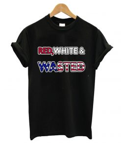 Red White and Wasted American Flag T shirt