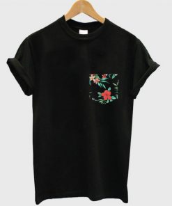 A Black Floral Pocket T Shirt