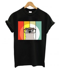 Cute Otter With Glasses Retro Vintage T shirt