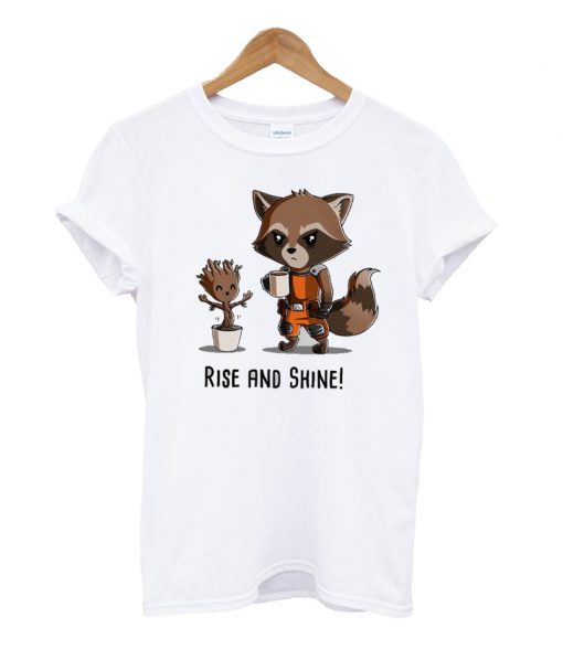 Groot and Rocket Raccoon Rise and Shine T Shirt