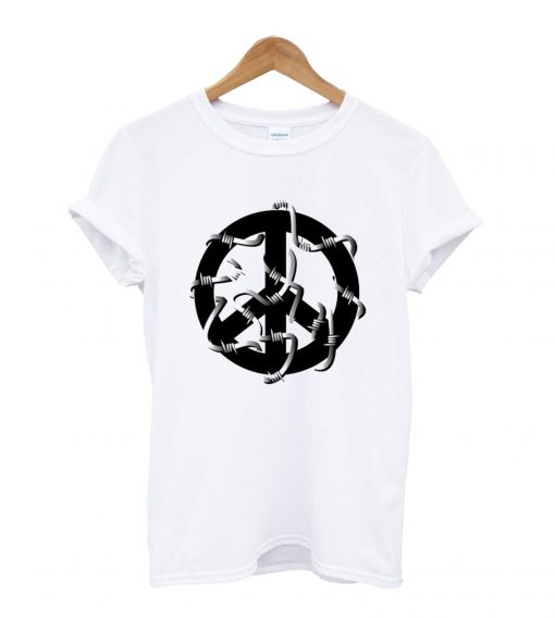 Peace Symbol With Barbed Wire T shirt