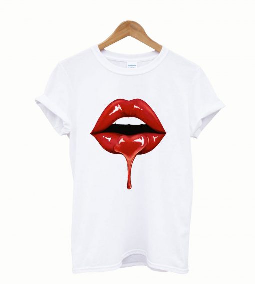 Dripping ruby red lips T shirt
