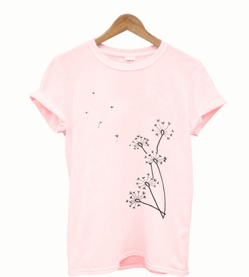 Floral Embroidery Cuffed Short Sleeve Casual Tees T Shirt