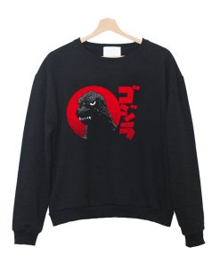 Godzilla Red Grunge Motif Sweatshirt