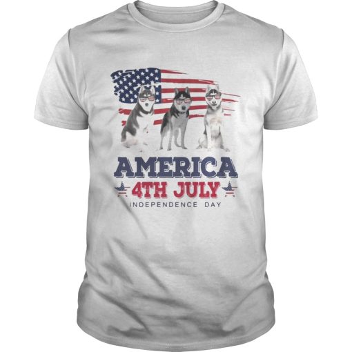 Cool Husky America 4th July Independence Day T-shirt